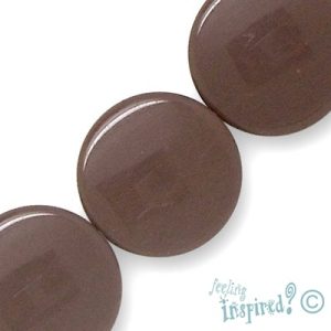 Flat round acrylic bead 4mm x 20mm -Brown - Qty: 14 pcs. - AB1522