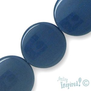 Flat round acrylic bead 4mm x 20mm  -Navy- Qty: 14 pcs. - AB1528