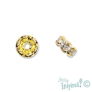 Wavy edged diamante-set rondelle bead 8mm x 4mm - Qty: 20 pcs. - FE0202