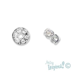 Wavy edged diamante-set rondelle bead 8mm x 4mm - Qty: 20 pcs. - FE0203