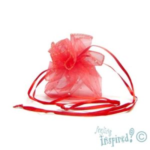 Organza pouch with sparkles  -Red- Qty: 10 pcs. - OR0174