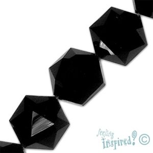 Hexagonal faceted glass bead  -Black- Qty: 20 pcs. - GB1315