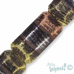 Rectangular faceted wooden bead - Qty: 8 pcs - WB0029