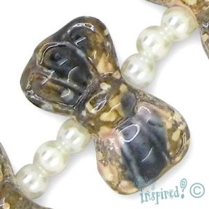 Ceramic bow bead - Qty: 10 pcs. - CR1166