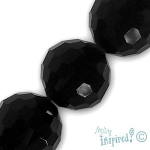 Faceted glass ball bead 16mm -Black - Qty: 20 pcs. - GB1370