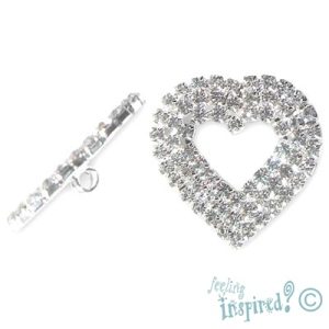 Diamante-set heart spacer - Qty: 2 pcs. - FE0411