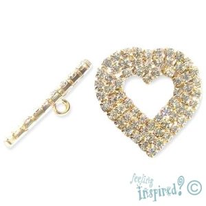 Diamante-set heart spacer - Qty: 2 pcs. - FE0412