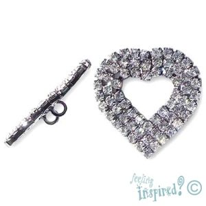 Diamante-set heart spacer - Qty: 2 pcs. - FE0413