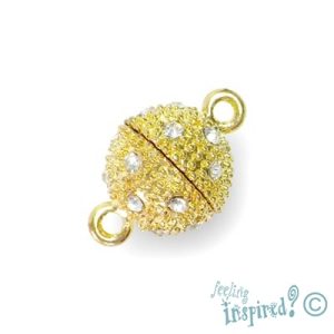 Diamante-set magnetic ball clasp 13mm - Qty: 2 sets - FE0421