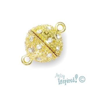Diamante-set magnetic ball clasp 15mm - Qty: 2 sets - FE0423