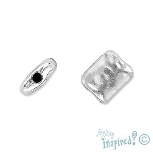 Rectangular beaten metal Bali bead - Qty: 30 pcs. - LF0443