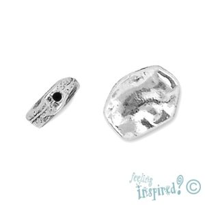 Oblong beaten metal Bali bead 10mm x 13mm x 3mm - Qty: 20 pcs. - LF0442