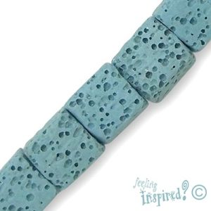 Pumice stone cube bead  -Turquoise- Qty: 37 pcs. - GE0347