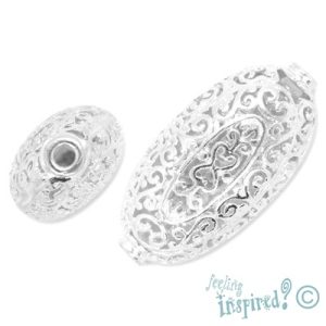 Oblong filigree metal bead - Qty: 2 pcs. - FI7353