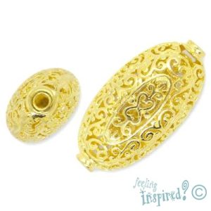 Oblong filigree metal bead - Qty: 2 pcs. - FI7404