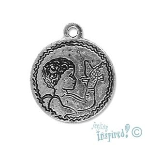 Metal cherub with dove charm - Qty: 15 pcs. - LF0460