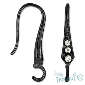 Diamante-set earring hook - Qty: 2 pairs - FI7470