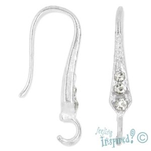 Diamante-set earring hook - Qty: 2 pairs - FI7472