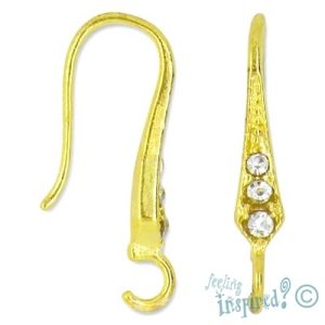 Diamante-set earring hook - Qty: 2 pairs - FI7473