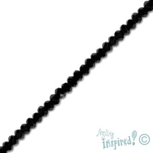Faceted glass rondelle bead 3mm x 2mm  -Black- Qty: 140 pcs. - GB1993