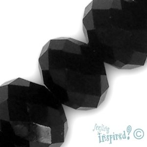 Faceted glass rondelle bead 18mm x 13mm  -Black- Qty: 23 pcs. - GB1547