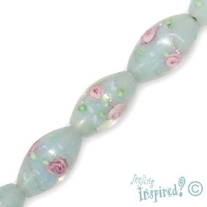 Oblong lampwork glass bead -Powderblue - Qty: 17 pcs. - FB0881