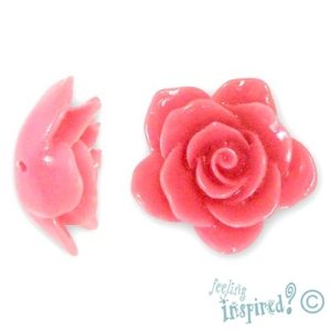 Ornamental rose bead -Pink Coral- 30mm x 14mm - GE0505