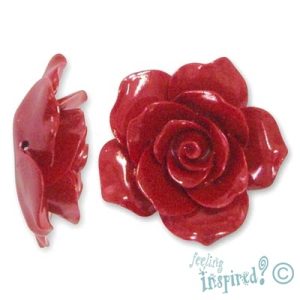 Ornamental rose bead -Red- 36mm x 13mm - GE0507
