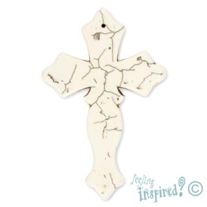 Simulated howlite cross pendant 50mm x 76mm x 6mm - GE0642