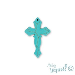 Simulated turquoise cross pendant 29mm x 44mm x 5mm - GE0643