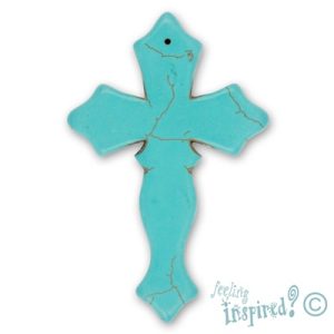 Simulated turquoise cross pendant 50mm x 76mm x 6mm - GE0644