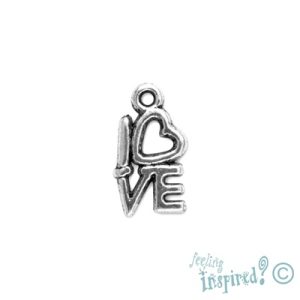 Metal 'love' charm - Qty: 75 pcs. - LF0458