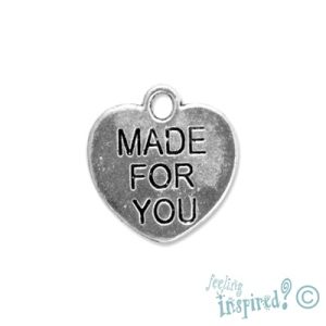 Metal 'made for you' heart charm - Qty: 20 pcs. - LF0480