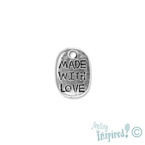 Metal 'made with love' charm - Qty: 60 pcs. - LF0481