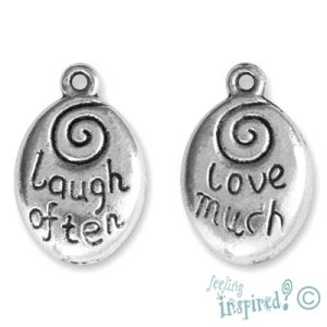 Metal 'laugh often/love much' charm - Qty: 8 pcs. - LF0492