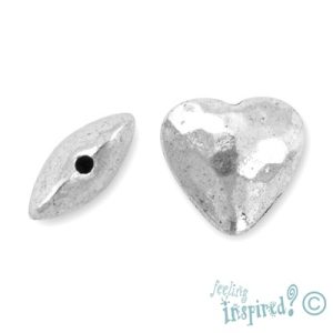 Beaten metal heart bead - Qty: 7 pcs. - LF0514