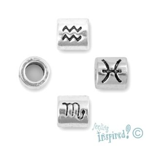 Assorted zodiac Bali beads - Qty: 12 pcs. - LF0523