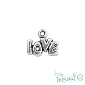 Metal 'love' charm - Qty: 42 pcs. - LF0525