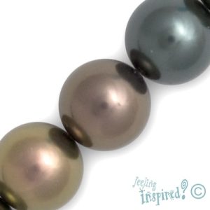 Assorted round shell-based pearl beads 14mm - Qty: 28 pcs. - SH1346