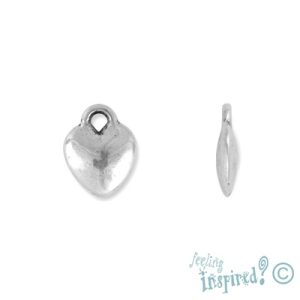 Metal heart charm 8mm x 10mm x 2mm - Qty: 30 pcs. - LF0360