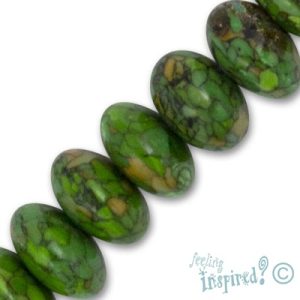 Rondelle stone bead 12mm x 6mm -Green - Qty: 57 pcs. - GE0651