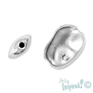 Oblong beaten metal Bali bead 11mm x 16mm x 4mm - Qty: 18 pcs. - LF0601