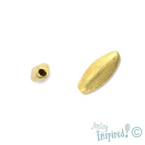 Hand-made Indian brushed gold plated sterling silver bead 5mm x 12mm x 3mm - Qty: 4 pcs. - SS1201