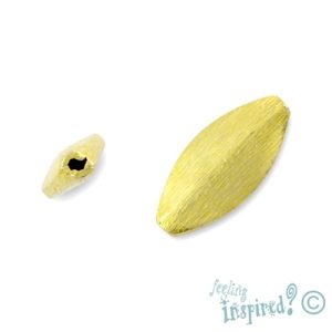 Hand-made Indian brushed gold plated sterling silver bead 8mm x 17mm x 3mm - Qty: 2 pcs. - SS1202