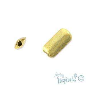 Hand-made Indian brushed gold plated sterling silver rectangular bead 6mm x 12mm x 3mm - Qty: 4 pcs. - SS1206