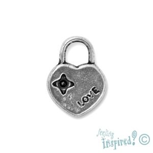 Metal 'love' heart locket charm - Qty: 12 pcs. - LF0618