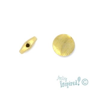 Hand-made Indian round brushed gold plated sterling silver bead 8mm x 3mm - Qty: 4 pcs. - SS1212