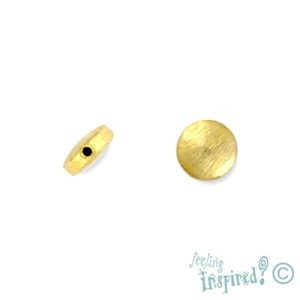 Hand-made Indian round brushed gold plated sterling silver bead 8mm x 4mm - Qty: 4 pcs. - SS1214