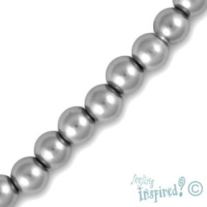 Round glass-based pearl bead 6mm -Mid Grey - Qty: 68 pcs. - GR0040