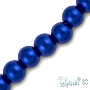 Round glass-based pearl bead 8mm - Blue - Qty: 50 pcs. - GR0059